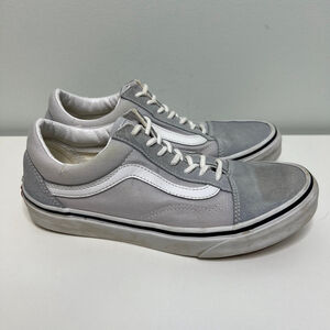 Vans Old Skool Gray White Sneakers Womens Size 7.5 Lace Up Suede